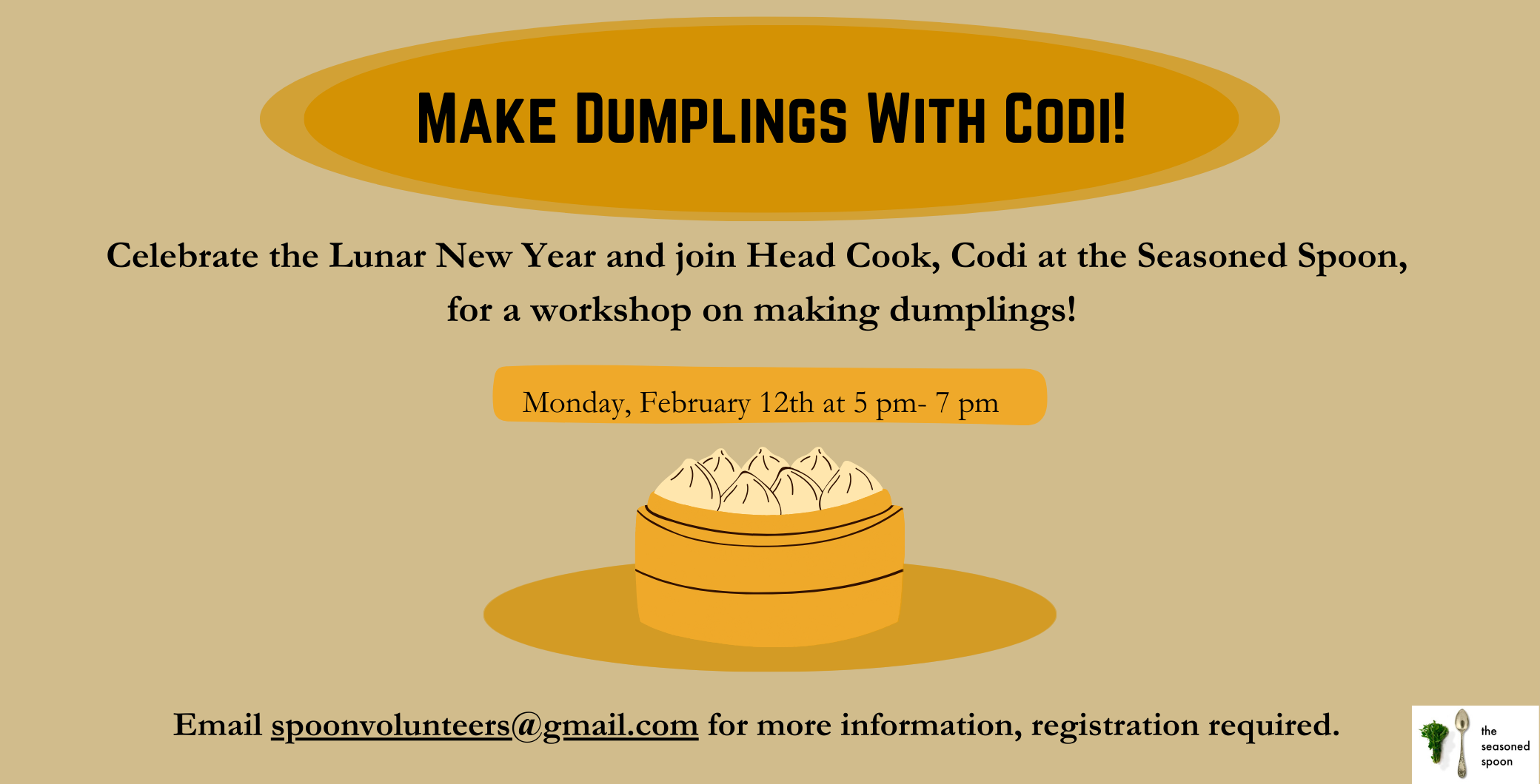 Join head cook, Codi, from the Seasoned Spoon to celebrate the Lunar new year and learn how to make dumplings.